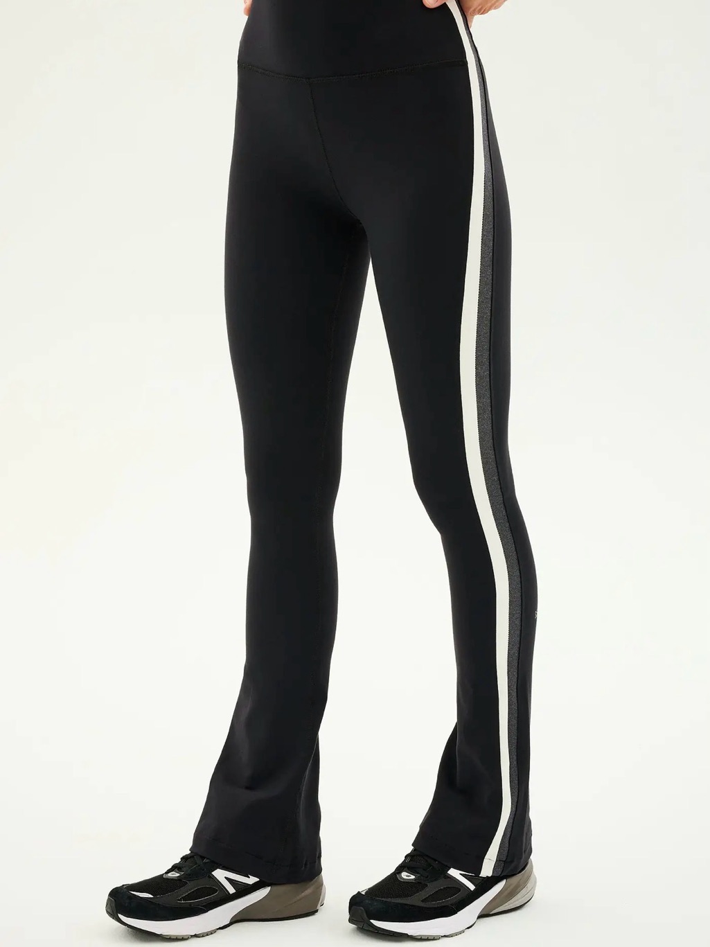 Splits59 High-Rise Flared Leggings Black With White And Grey Side Stripe Xl